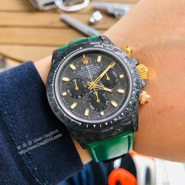勞力士男生手錶 RolexDaytona翡翠夜光全碳纖維宇宙計時迪通拿  gjs2200